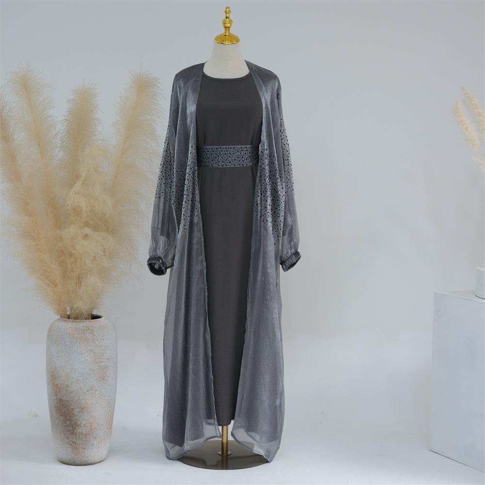 HASASERIES HS0932 3 Pcs Set Cardigan+Inner Dress+Hijab