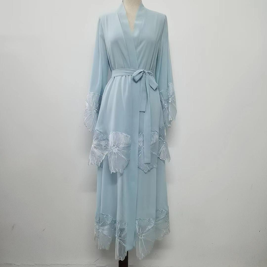 HASASERIES HS1025 1pcs Lace Embroidery Double-Layer Cardigan