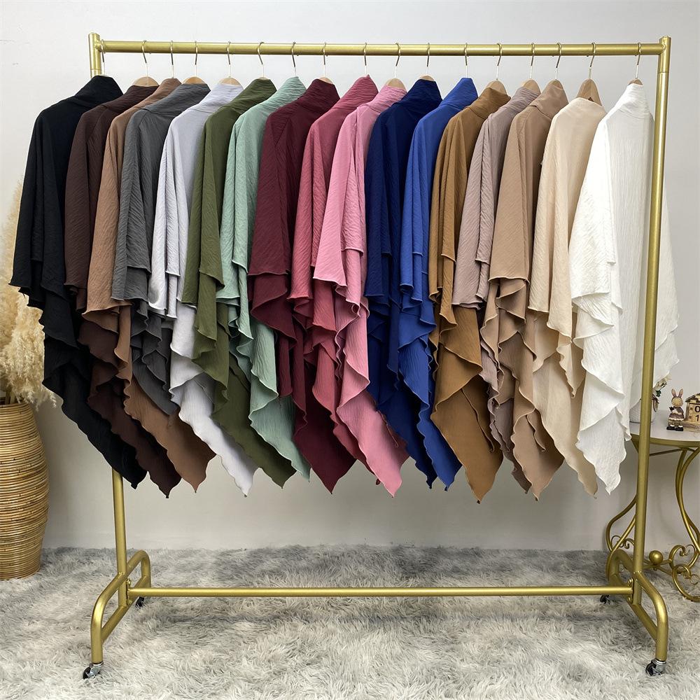 HS0457 2-layer Crepe Khimar Solid Color