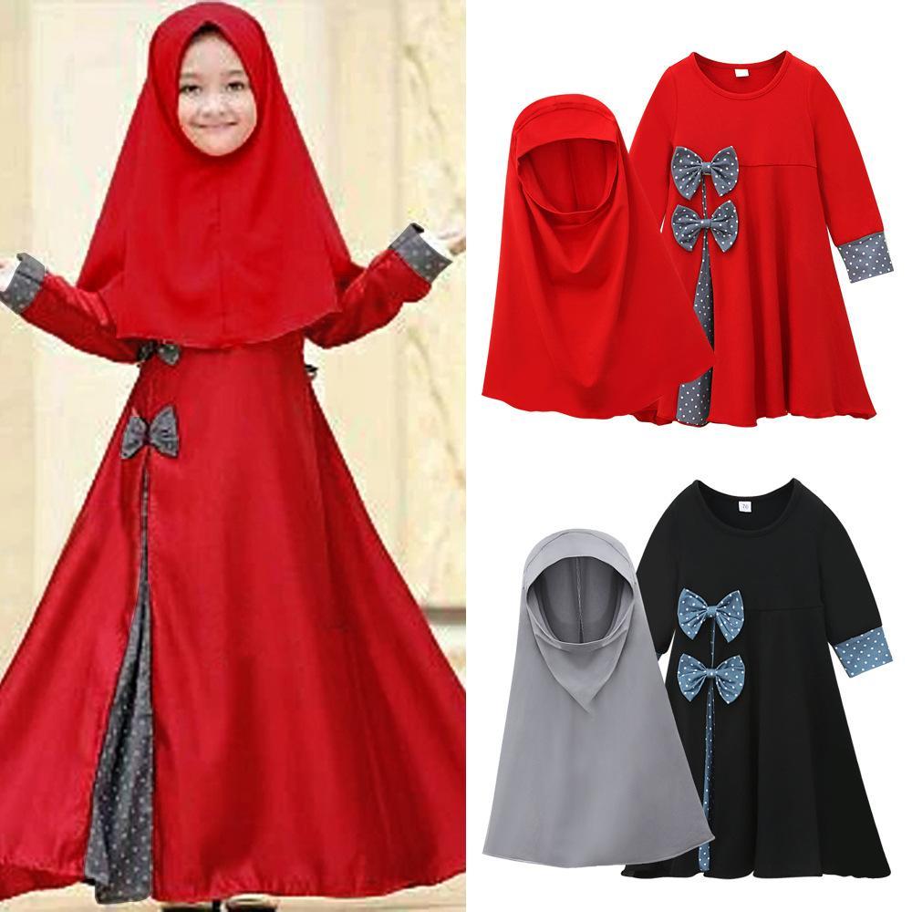 HASASERIES HS1195 Ensemble 2 pièces, Abaya pour enfant avec Khimar une couche.