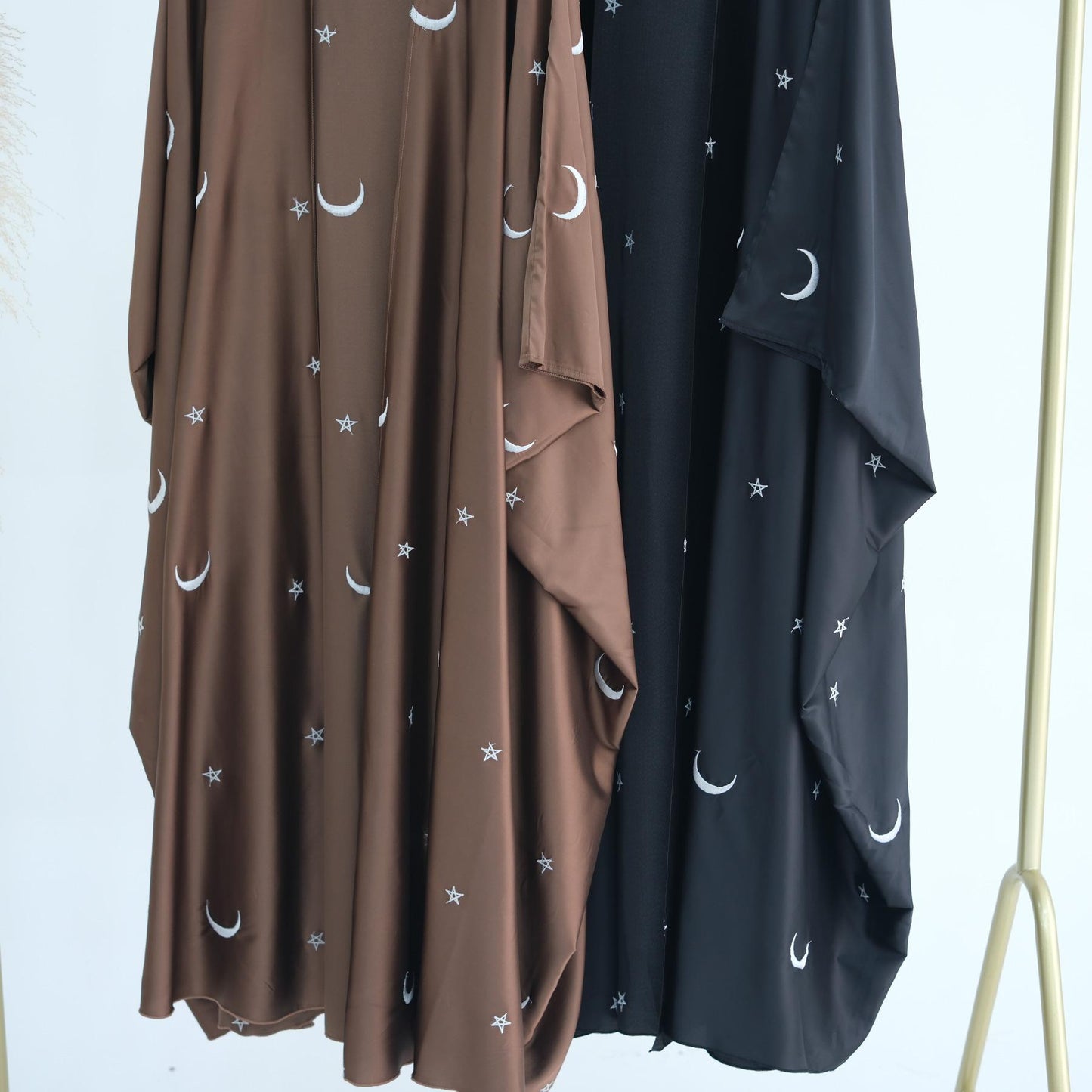 HASASERIES HS1171 Moon Embroidered Robe Kaftan Abaya
