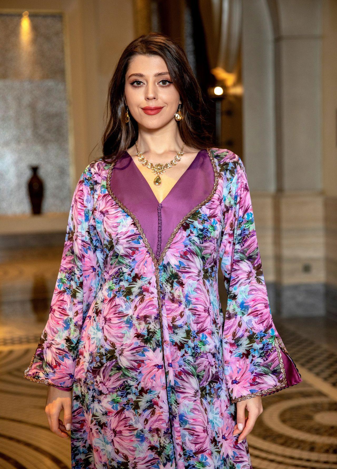HASASERIES HS1070 Fashionable Printed Diamond Set Robe