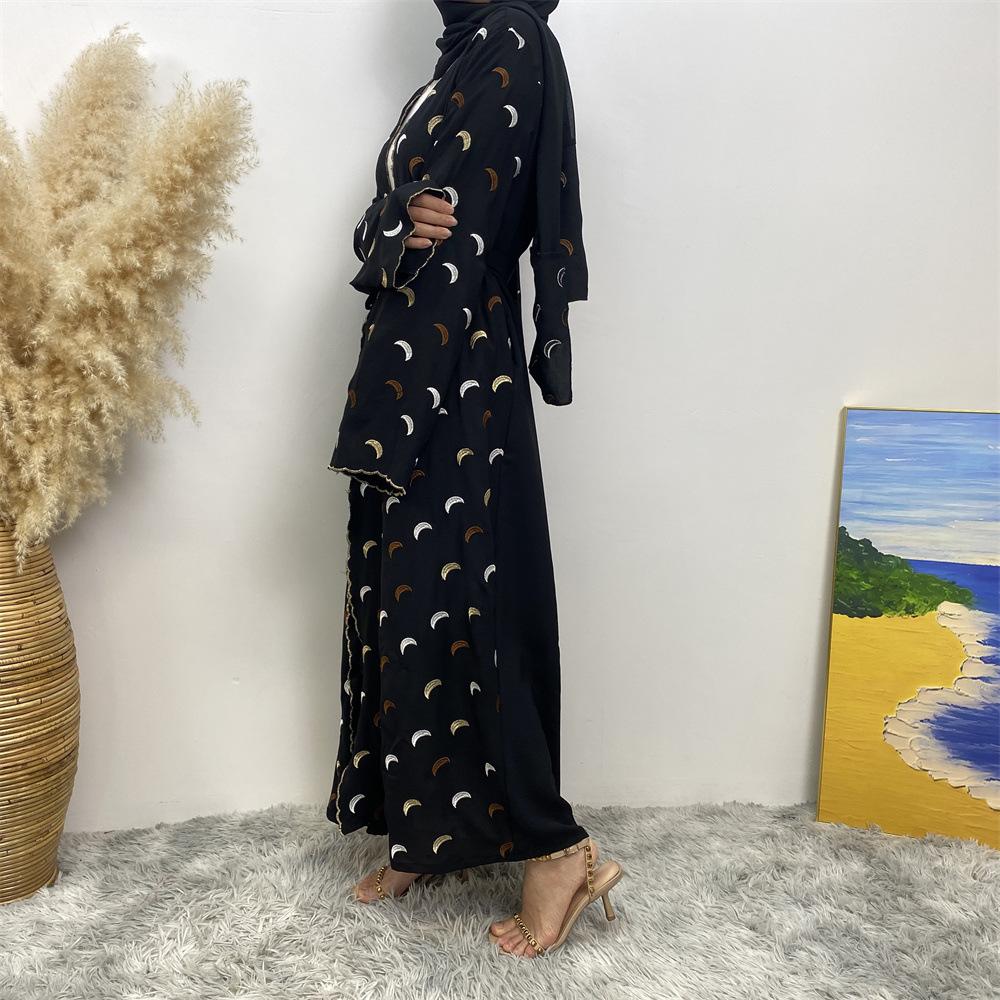 HASASERIES HS0927 Explosions Heavy Industry Embroidery Cardigan Abaya