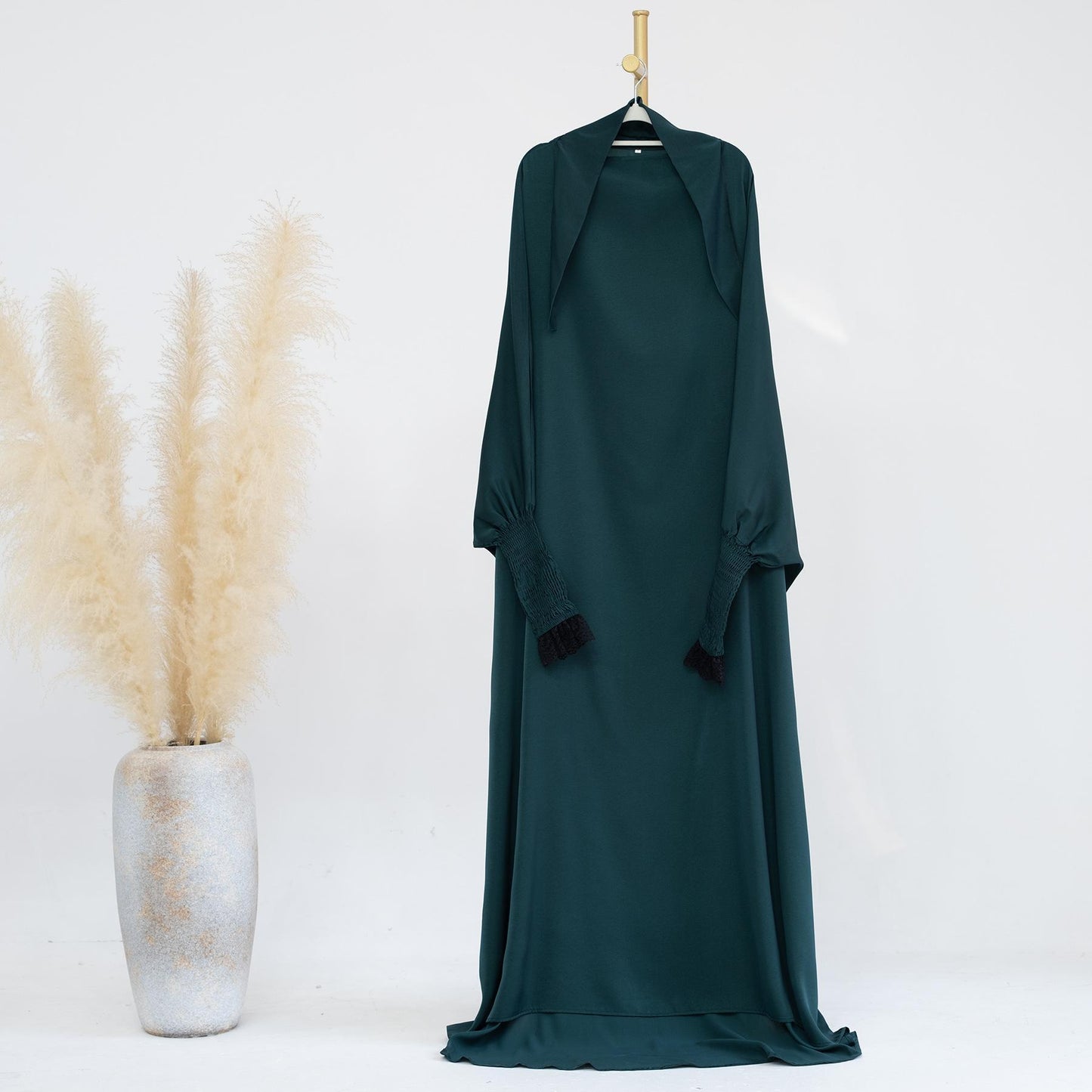 HASASERIES HS0721 Solid Color Robe Dress with A Large Swing