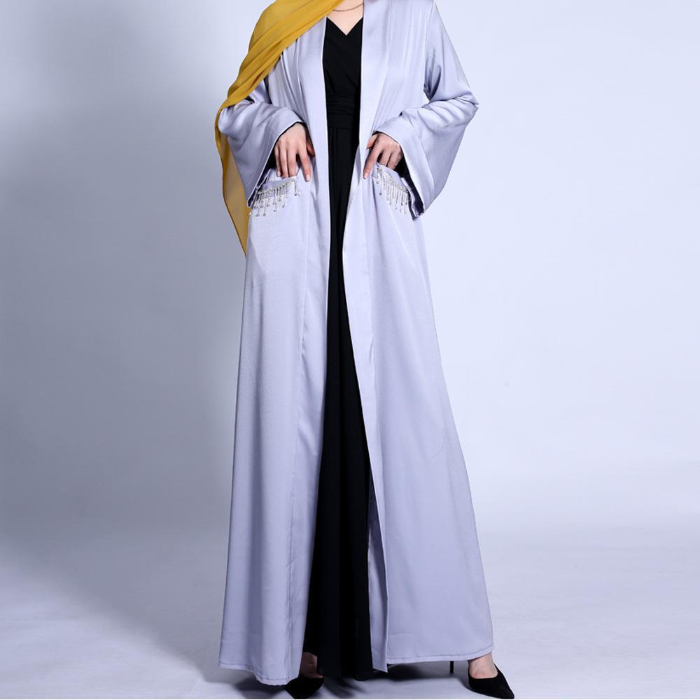HASASERIES HS0432 Solid Color Wide Cuff Cardigan Lace-up Dress
