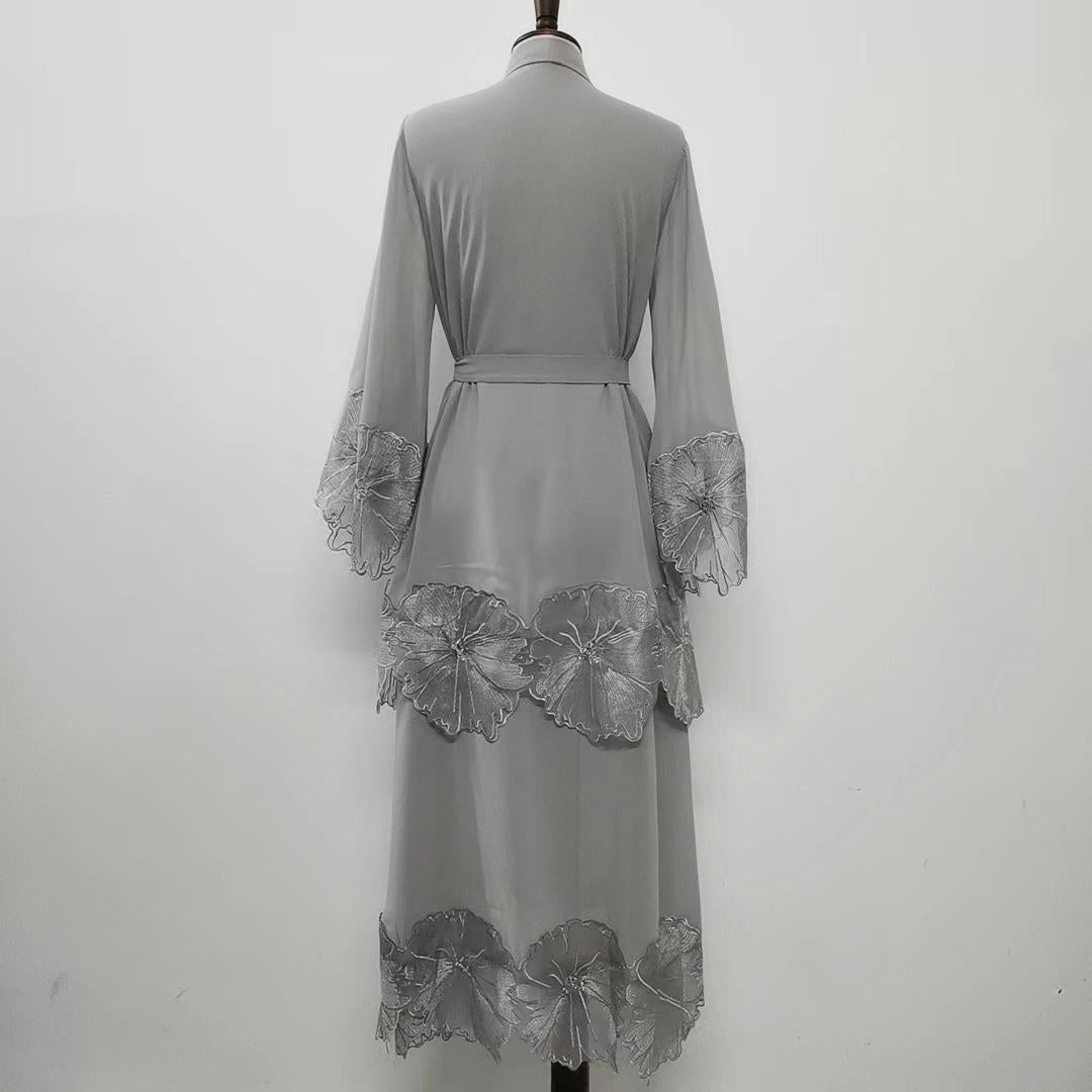 HASASERIES HS1025 1pcs Lace Embroidery Double-Layer Cardigan