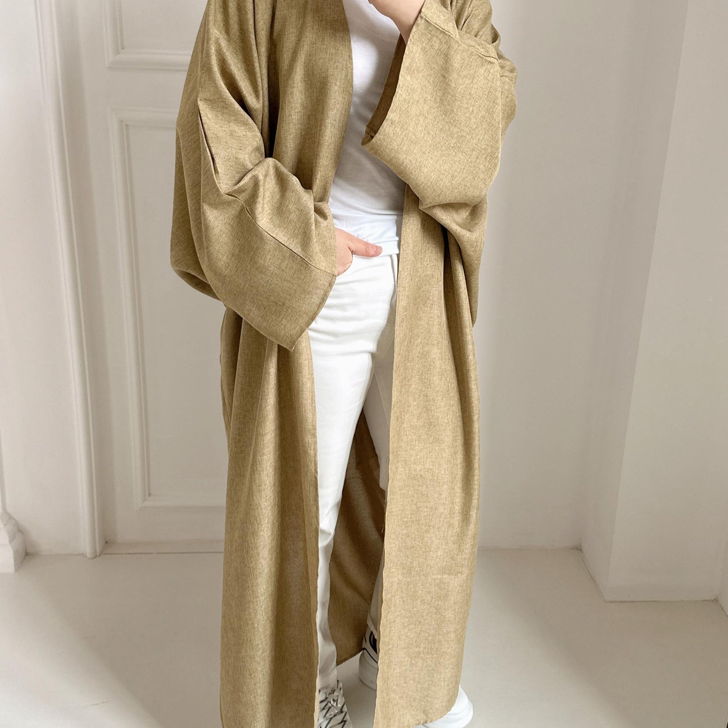 HASASERIES HS0714 Cardigan décontracté de couleur unie grande taille