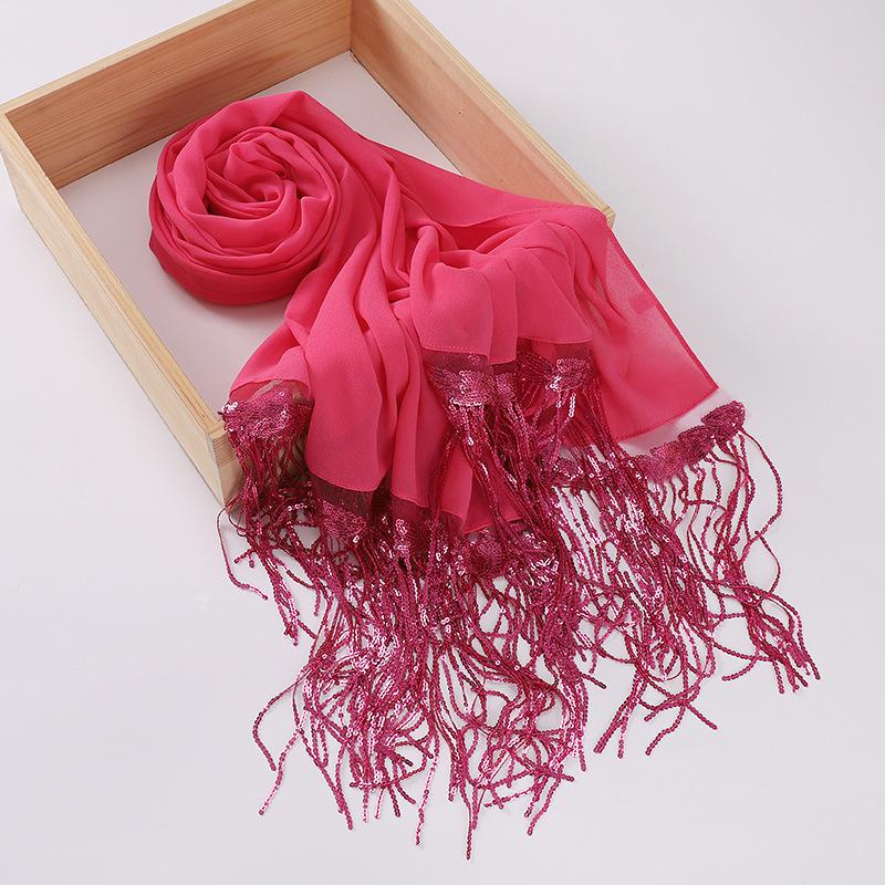 HASASERIES HS1139 Pearl Chiffon Scarf