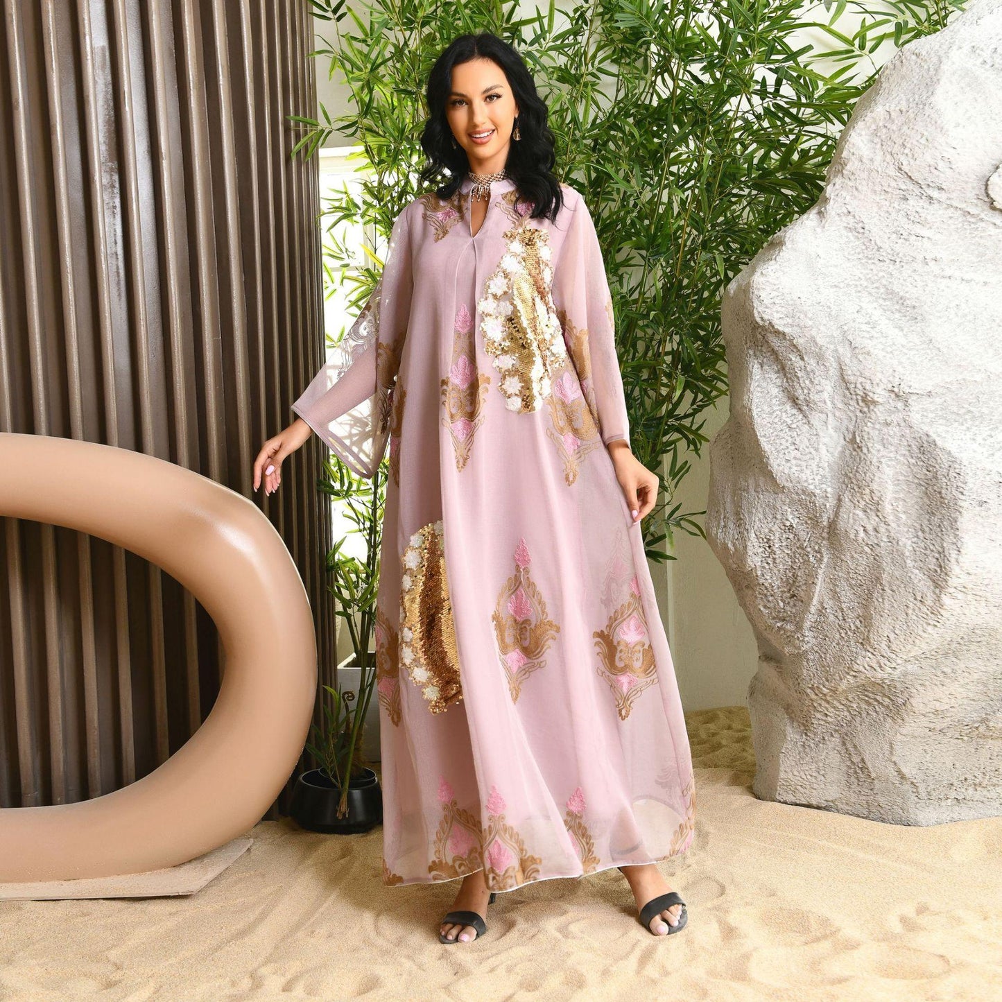 HASASERIES HS0443 Muslim Embroidered Dress