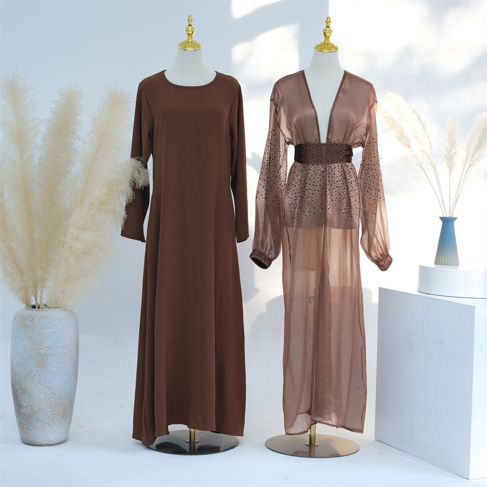 HASASERIES HS0932 3 Pcs Set Cardigan+Inner Dress+Hijab