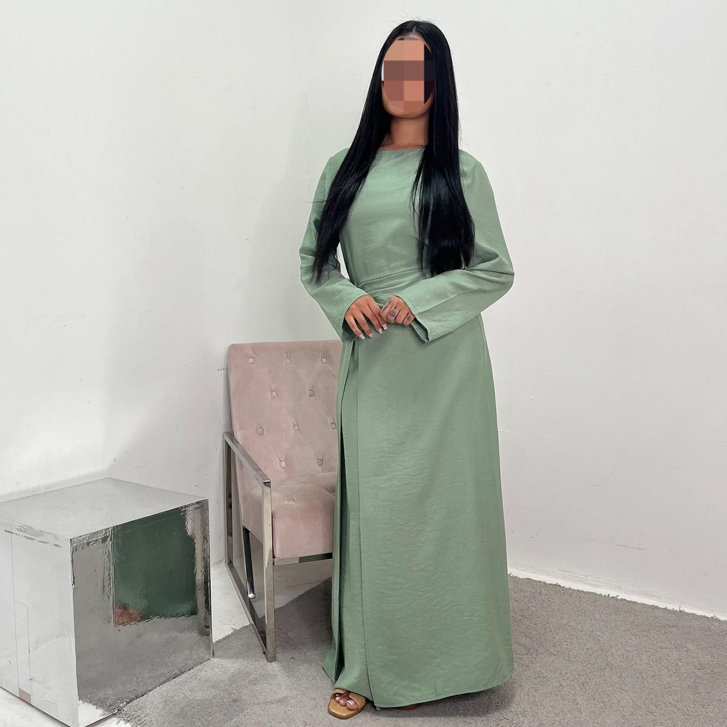 HS6549 Minimalist Abaya with Waist Detail