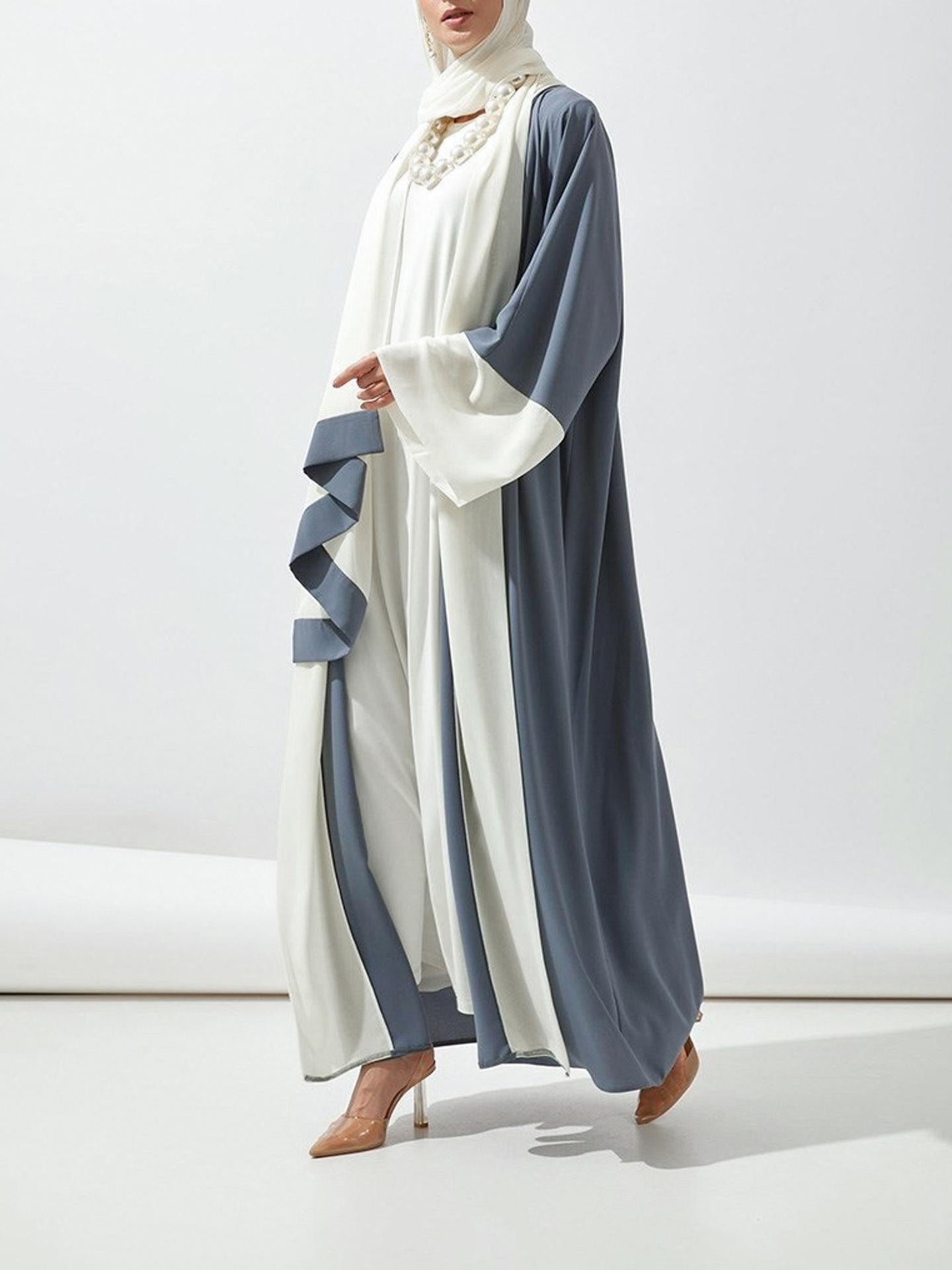 HASASERIES HS0912 2pcs Set Nidha Medium Length Abaya and Headscarf (UK4-UK28,5'3-5'7)