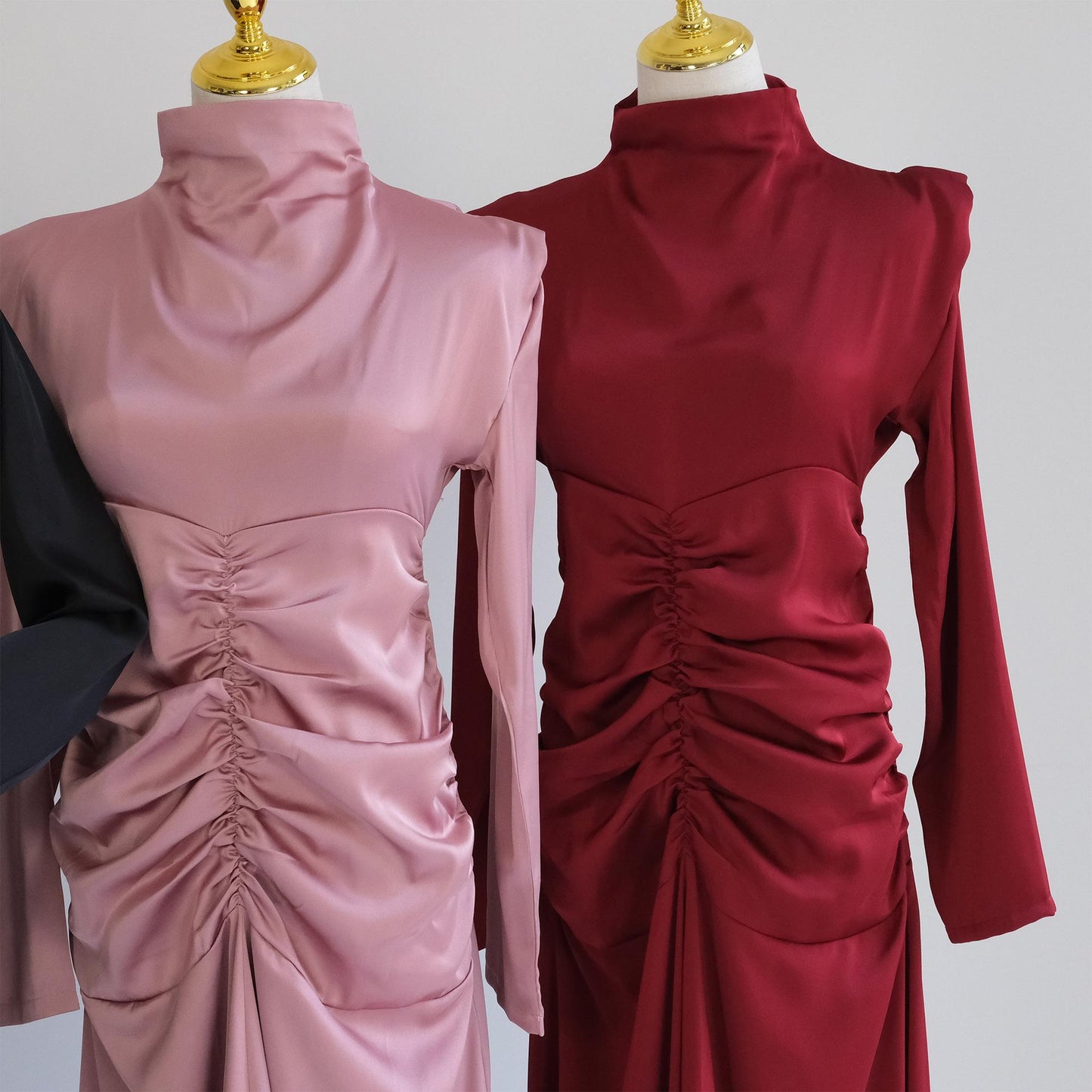 Robe de chambre amincissante à col montant de couleur unie HASASERIES HS1020
