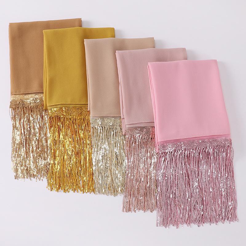 HASASERIES HS1139 Pearl Chiffon Scarf