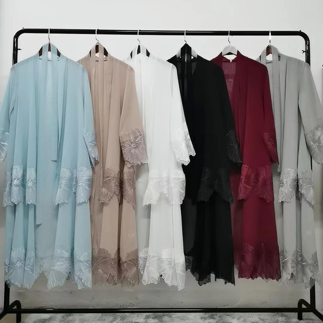 HASASERIES HS1025 1pcs Lace Embroidery Double-Layer Cardigan