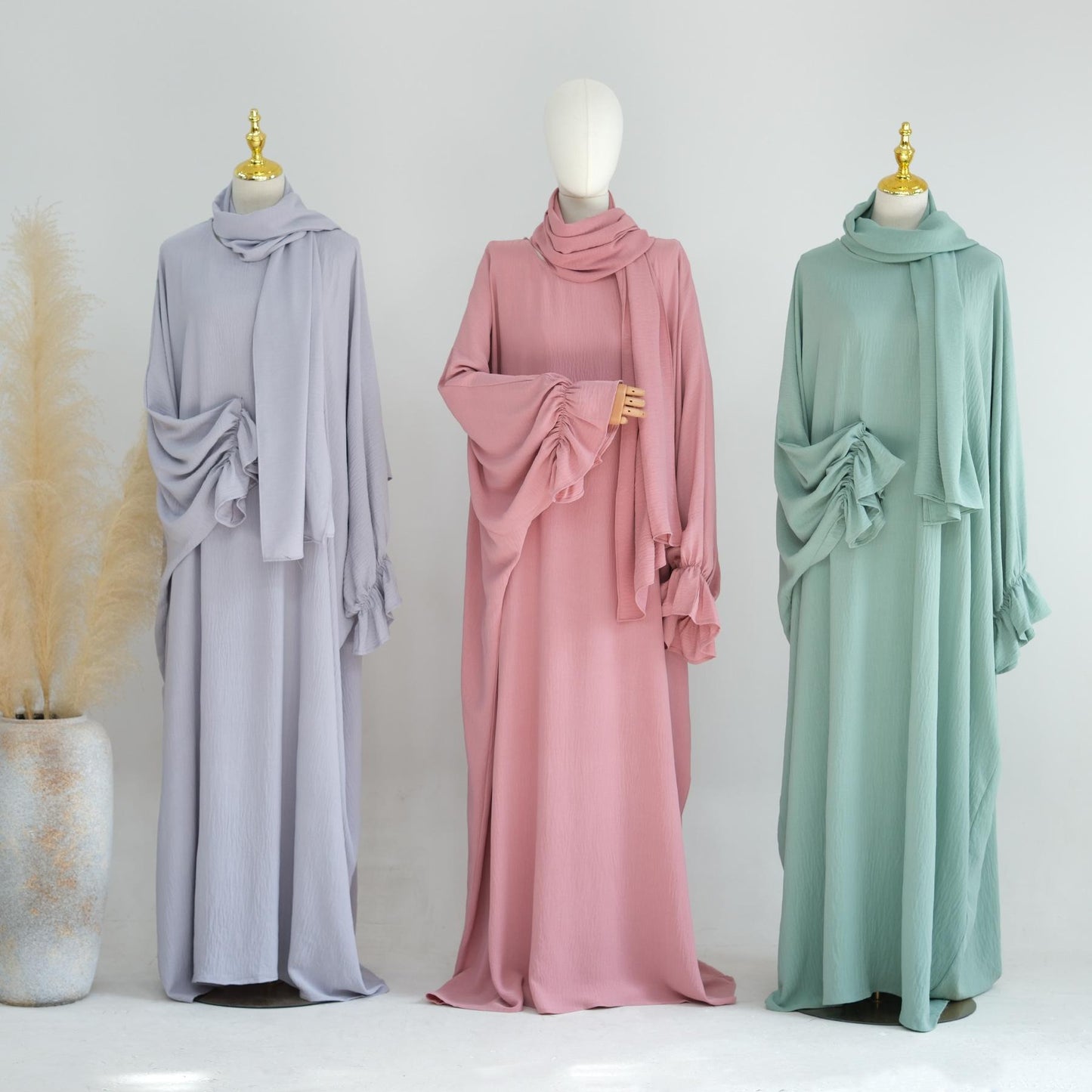 HASASERIES HS1044 2pcs Set Abaya with Two Layer Khimar