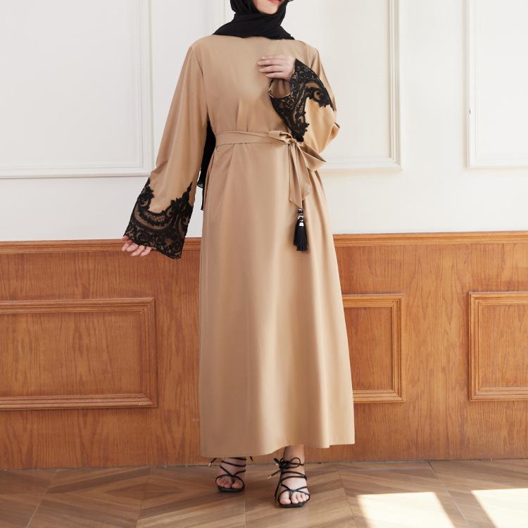 HASASERIES HS0627 Embroidered Sequin Cuff Robe