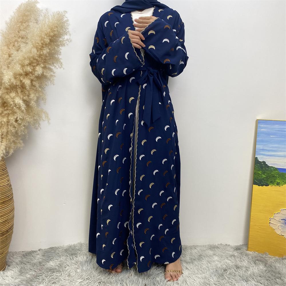 HASASERIES HS0927 Explosions Heavy Industry Embroidery Cardigan Abaya