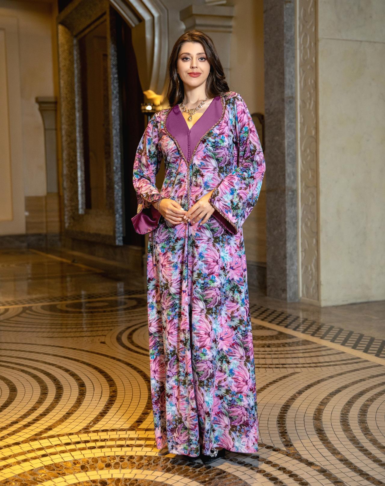 HASASERIES HS1070 Fashionable Printed Diamond Set Robe