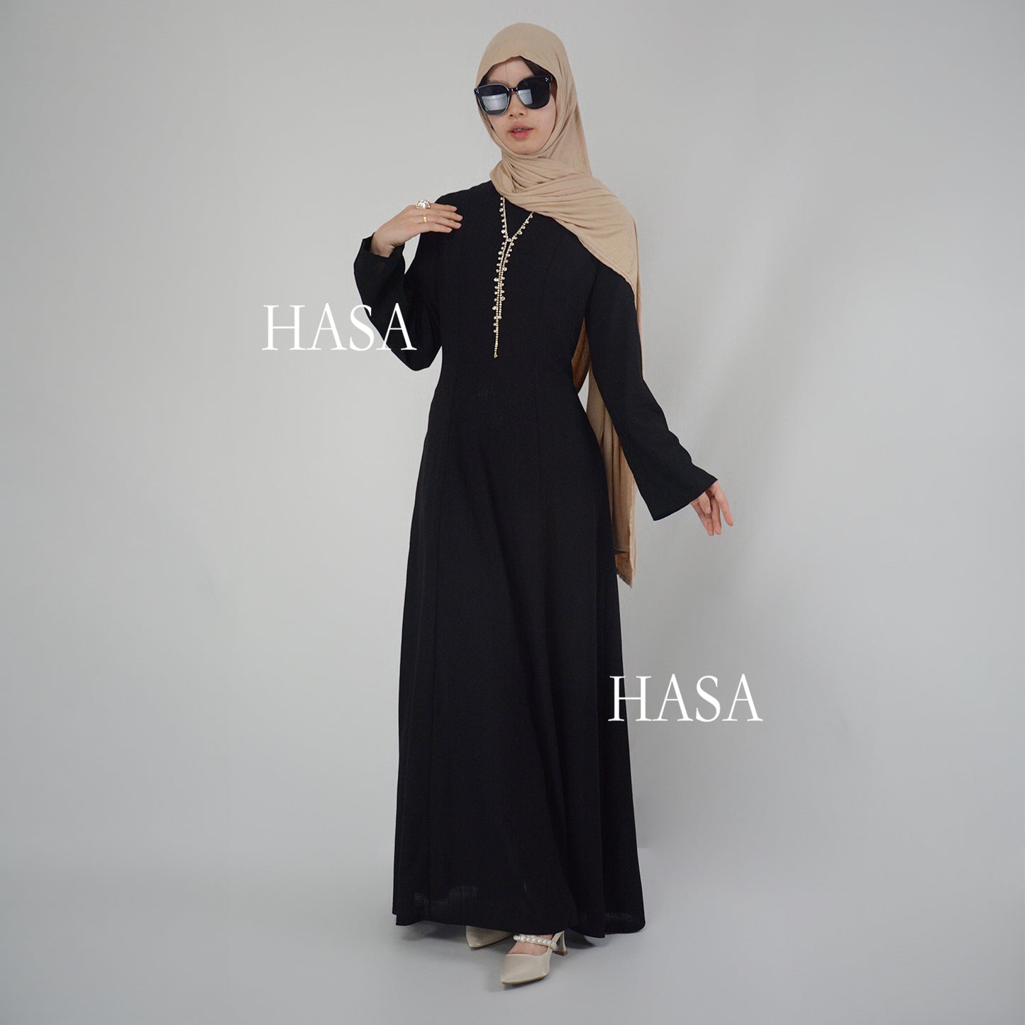 تنورة طويلة أنيقة من HASA HS5866 برباط خصر وتصميم واسع متأرجح