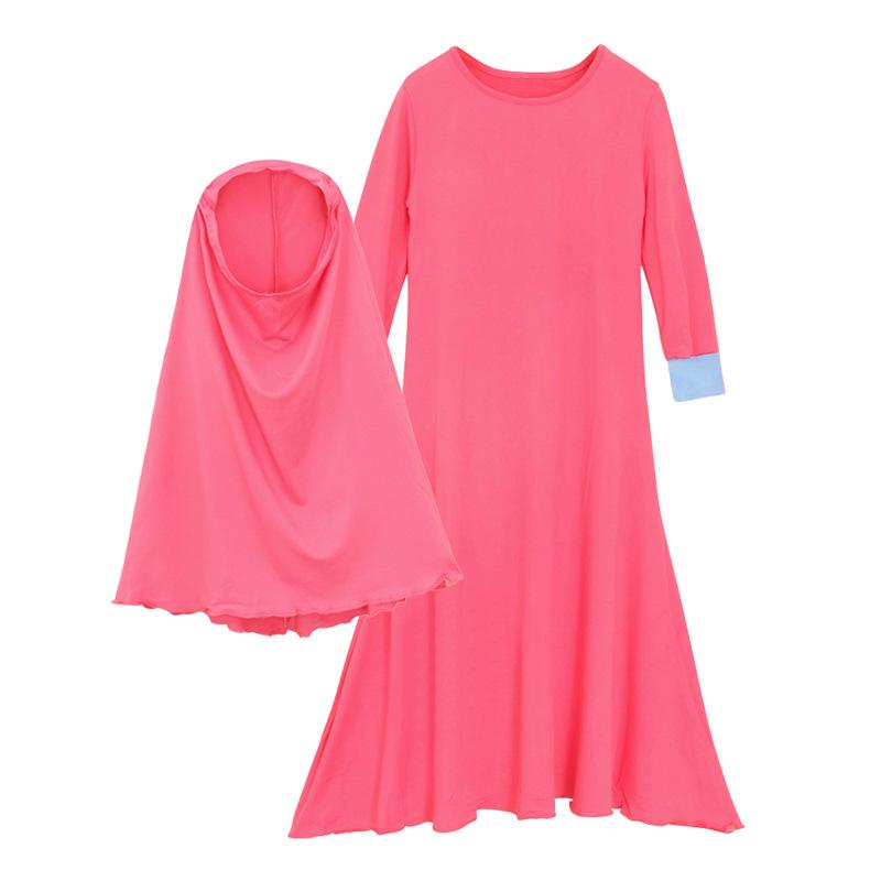 HASASERIES HS1208 Ensemble 2 pièces, Abaya pour enfant avec Khimar une couche.