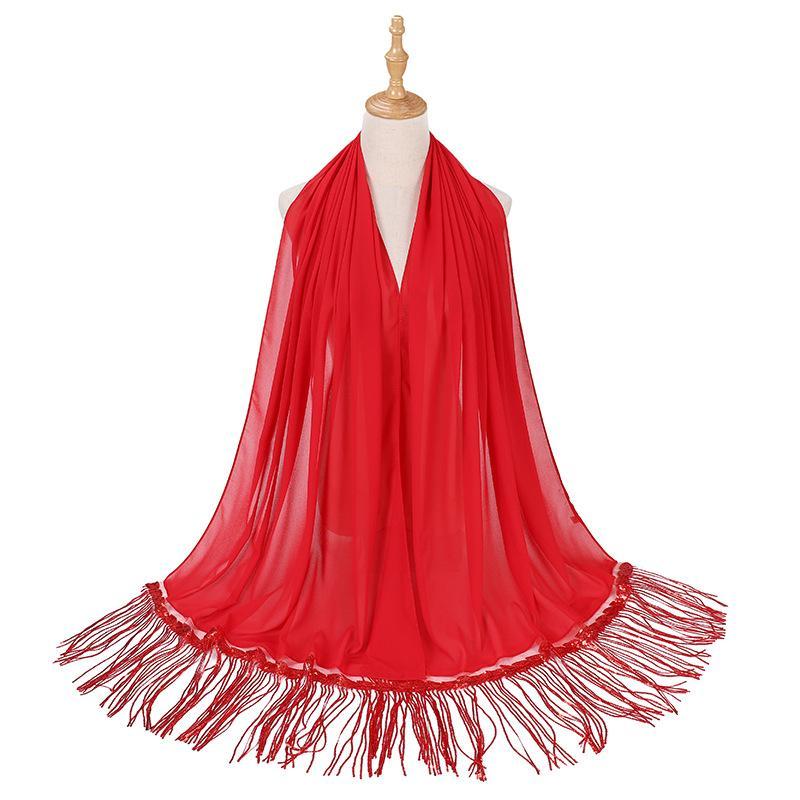 HASASERIES HS1139 Pearl Chiffon Scarf