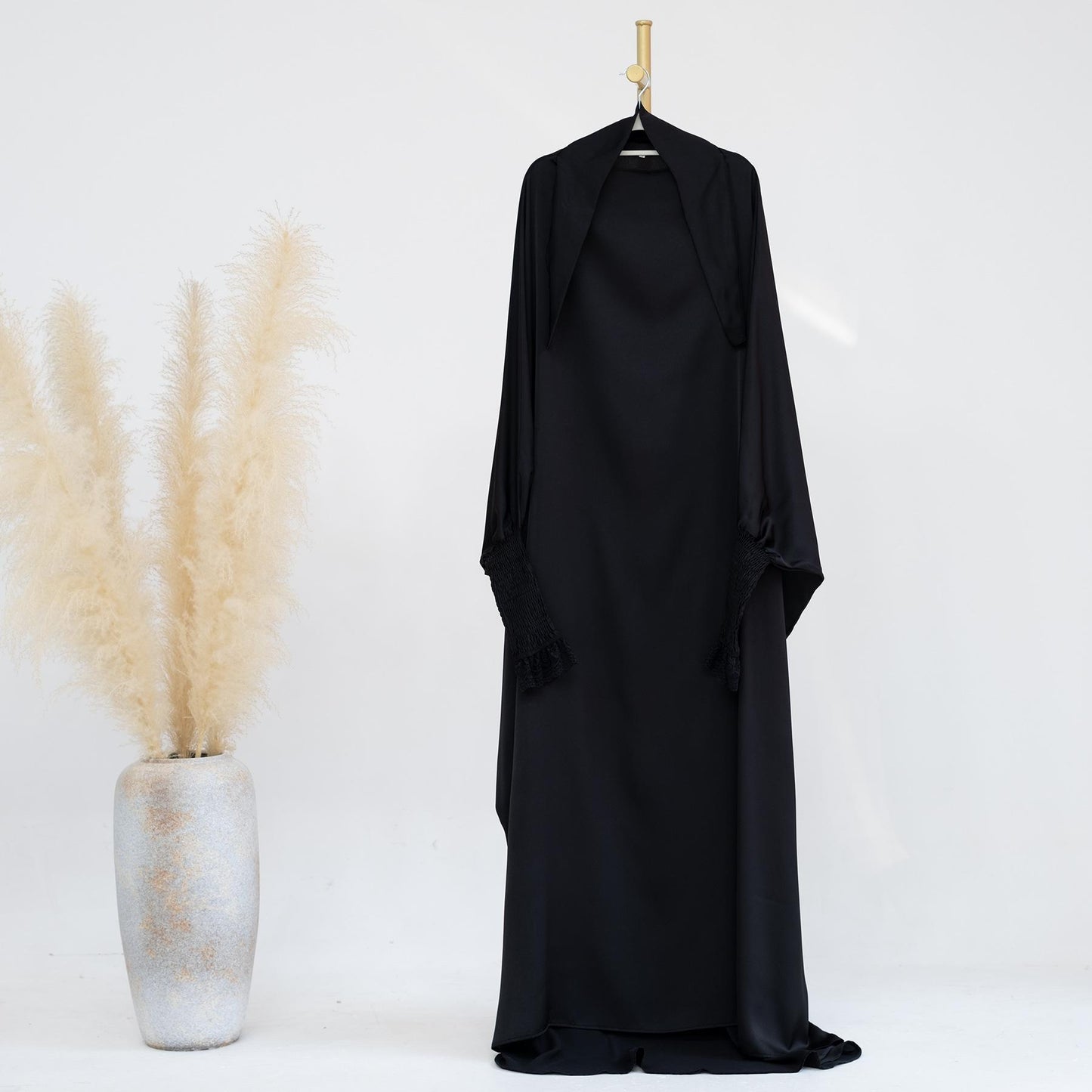 HASASERIES HS0721 Solid Color Robe Dress with A Large Swing