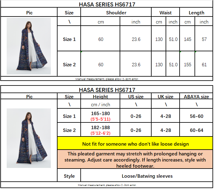 HS6717 Midnight Tapestry Blue Printed Abaya with Artistic Motifs