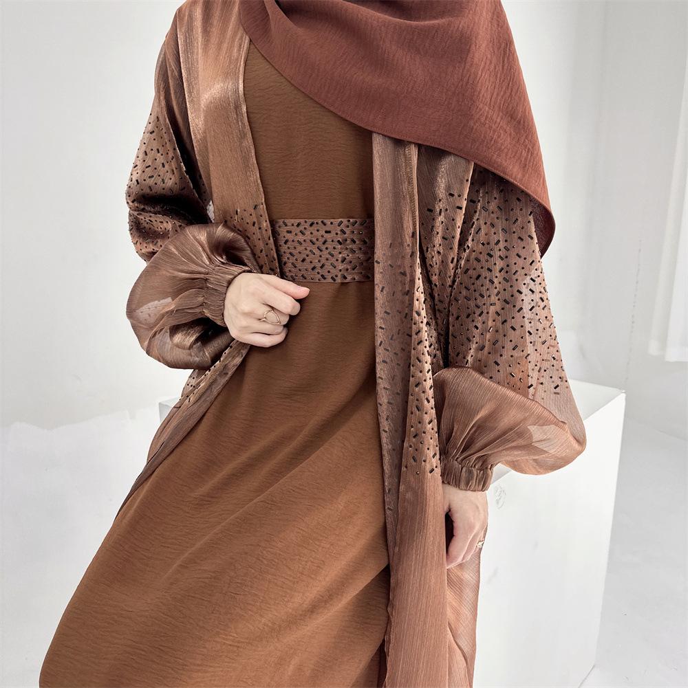 HASASERIES HS0932 3 Pcs Set Cardigan+Inner Dress+Hijab