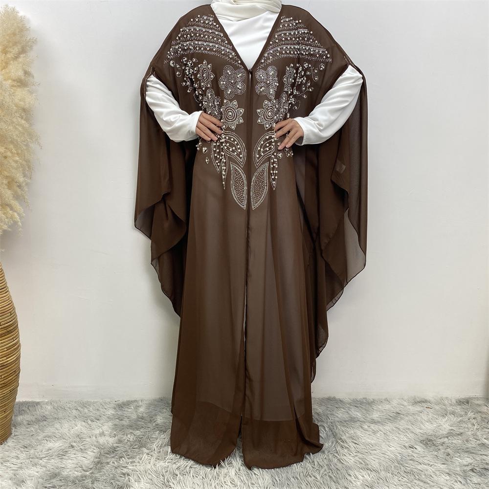 Robe cardigan musulmane à strass HASASERIES HS1085