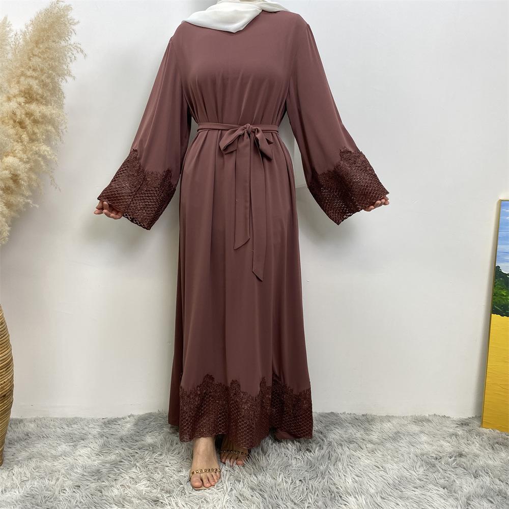 Robe longue en dentelle à la mode musulmane HASASERIES HS1084