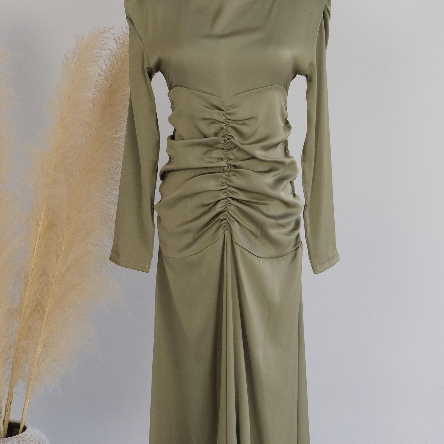 Robe de chambre amincissante à col montant de couleur unie HASASERIES HS1020