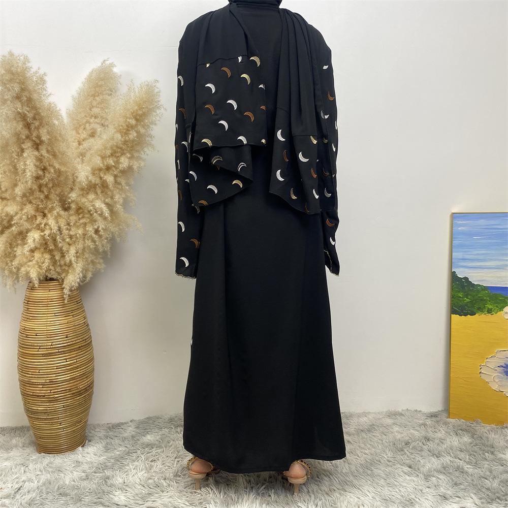 HASASERIES HS0927 Explosions Heavy Industry Embroidery Cardigan Abaya