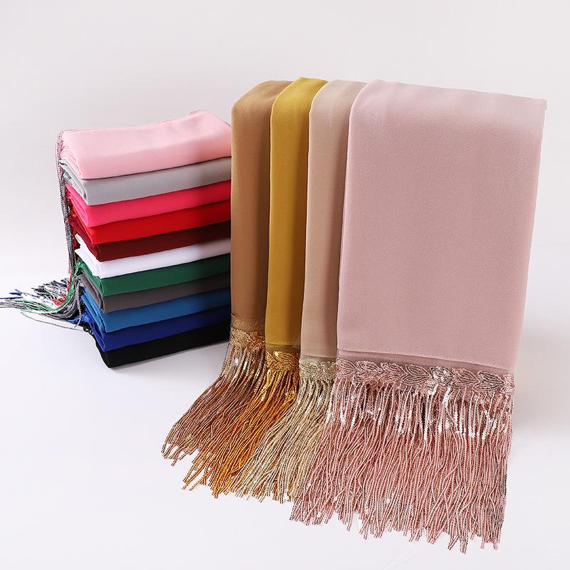 HASASERIES HS1139 Pearl Chiffon Scarf