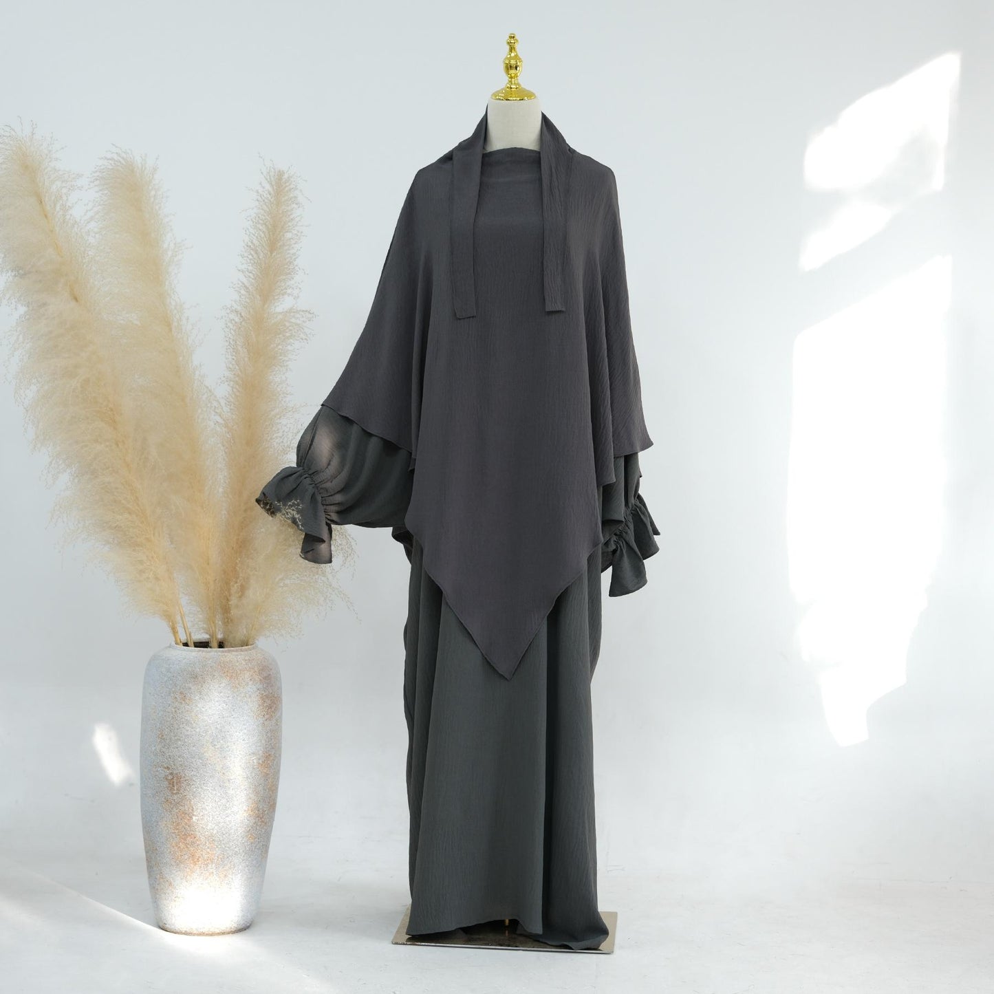 HASASERIES HS1043 2pcs Set Abaya with One Layer Khimar