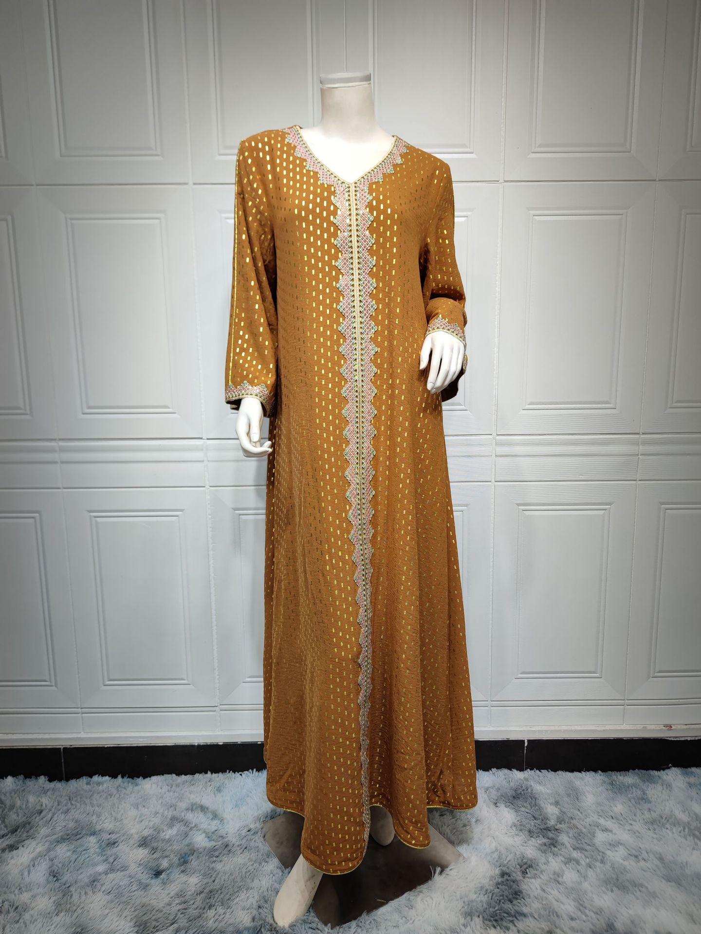HS0442 Middle East Women's Clothing New Bronzing Muslim Dubai Robe