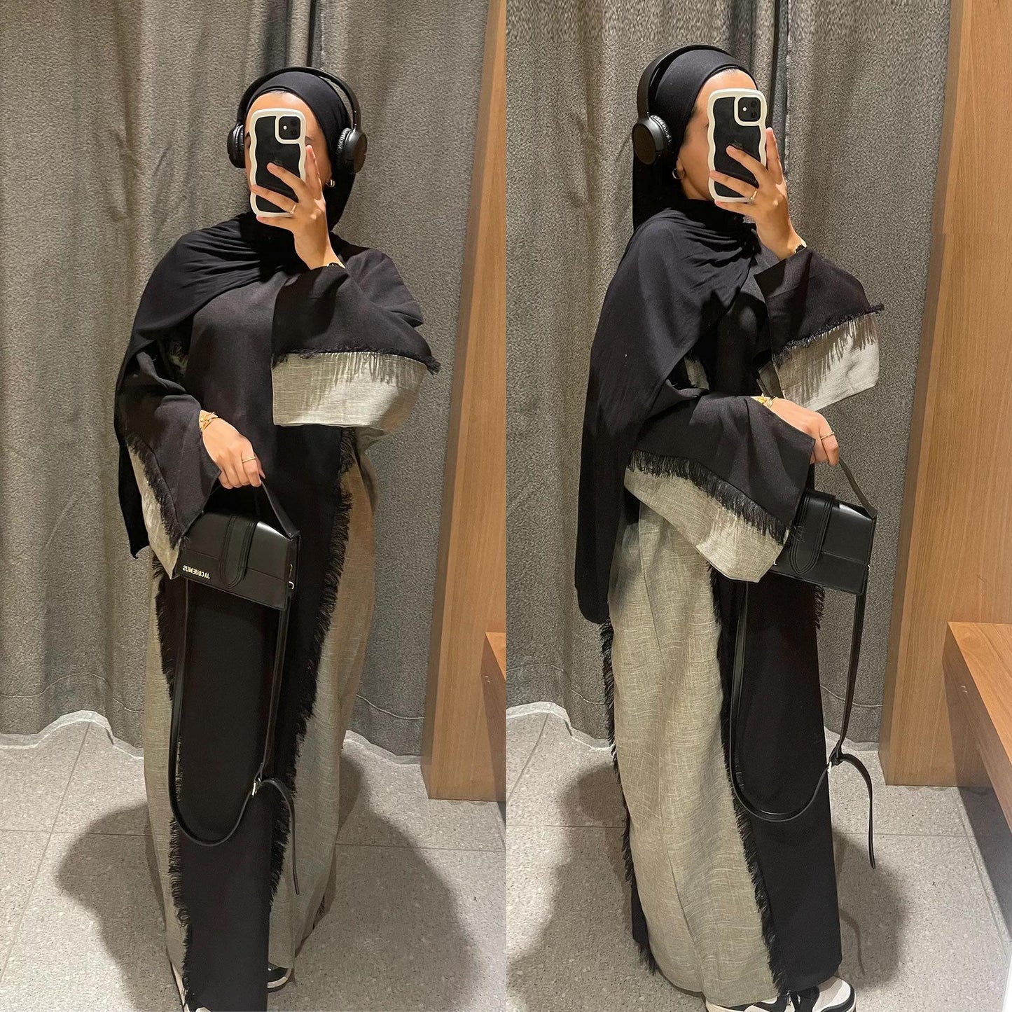 HS5606 Stylish Patchwork Robe - Cardigan and Dress Style