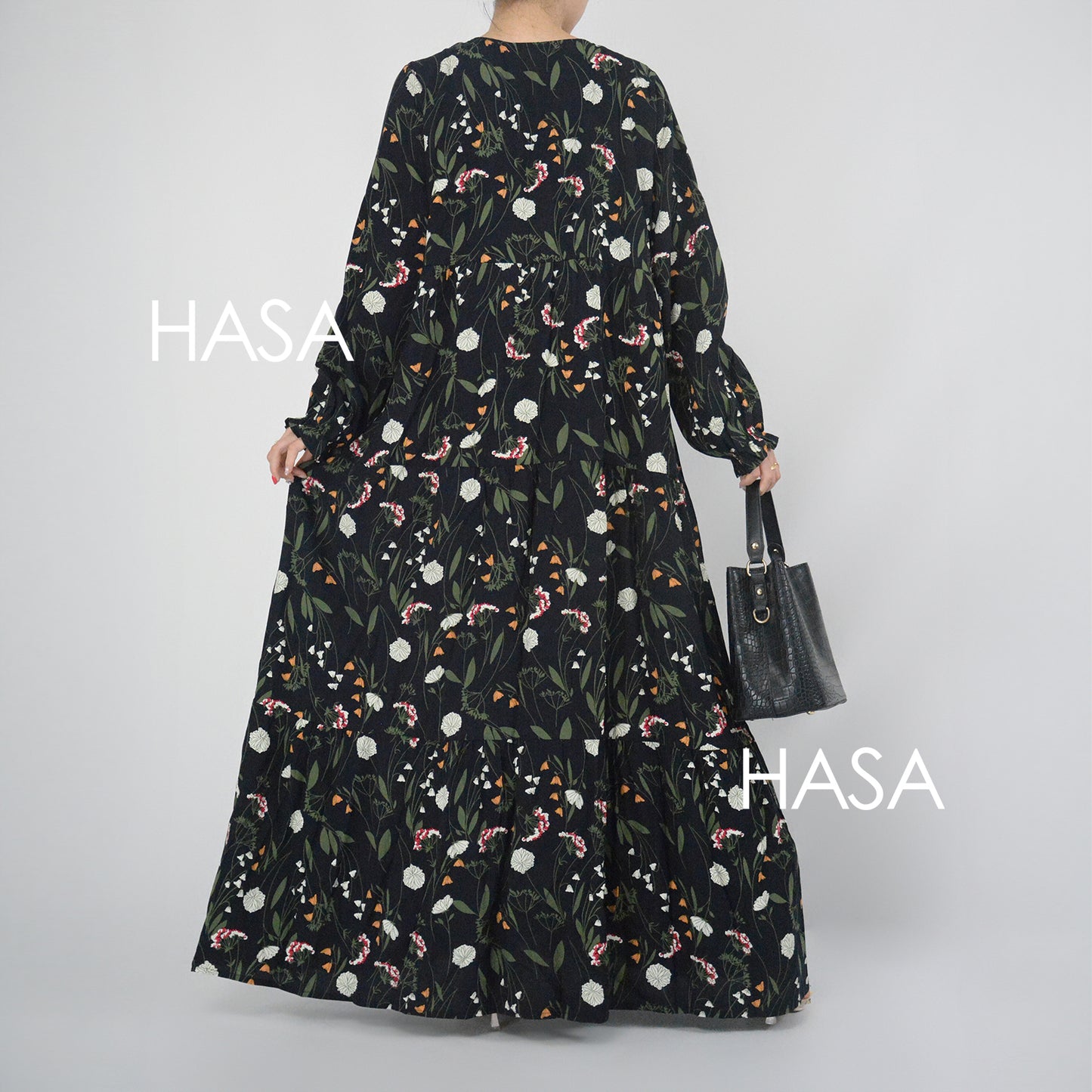 Robe d'été en rayonne avec boutons sur le devant, série HASA HS0620