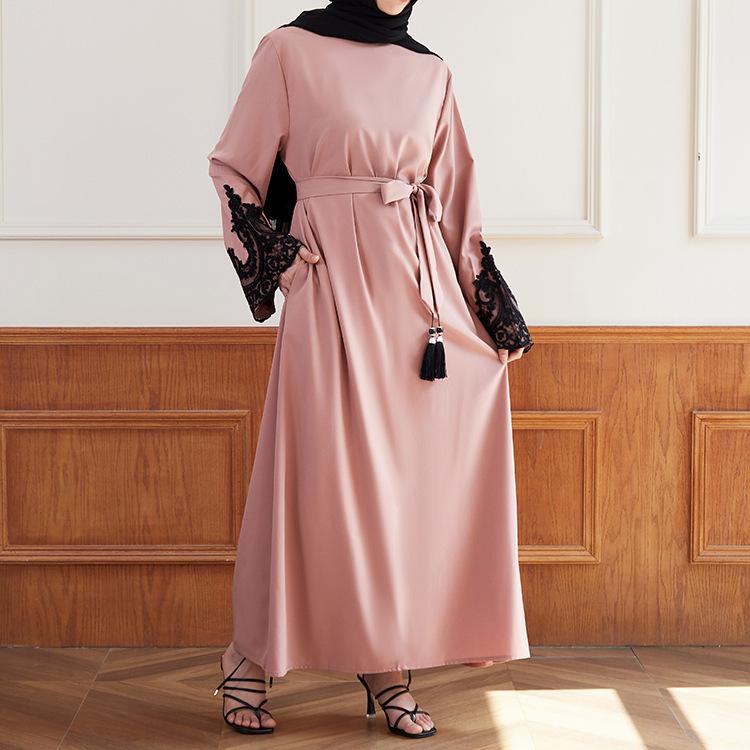 HASASERIES HS0627 Embroidered Sequin Cuff Robe