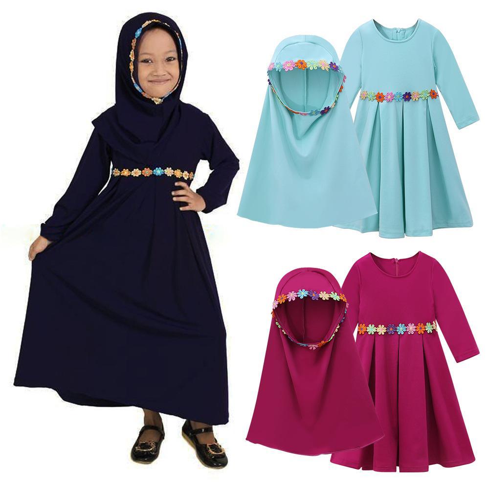 HASASERIES HS1198 Ensemble 2 pièces, Abaya pour enfant avec une couche de Khimar.