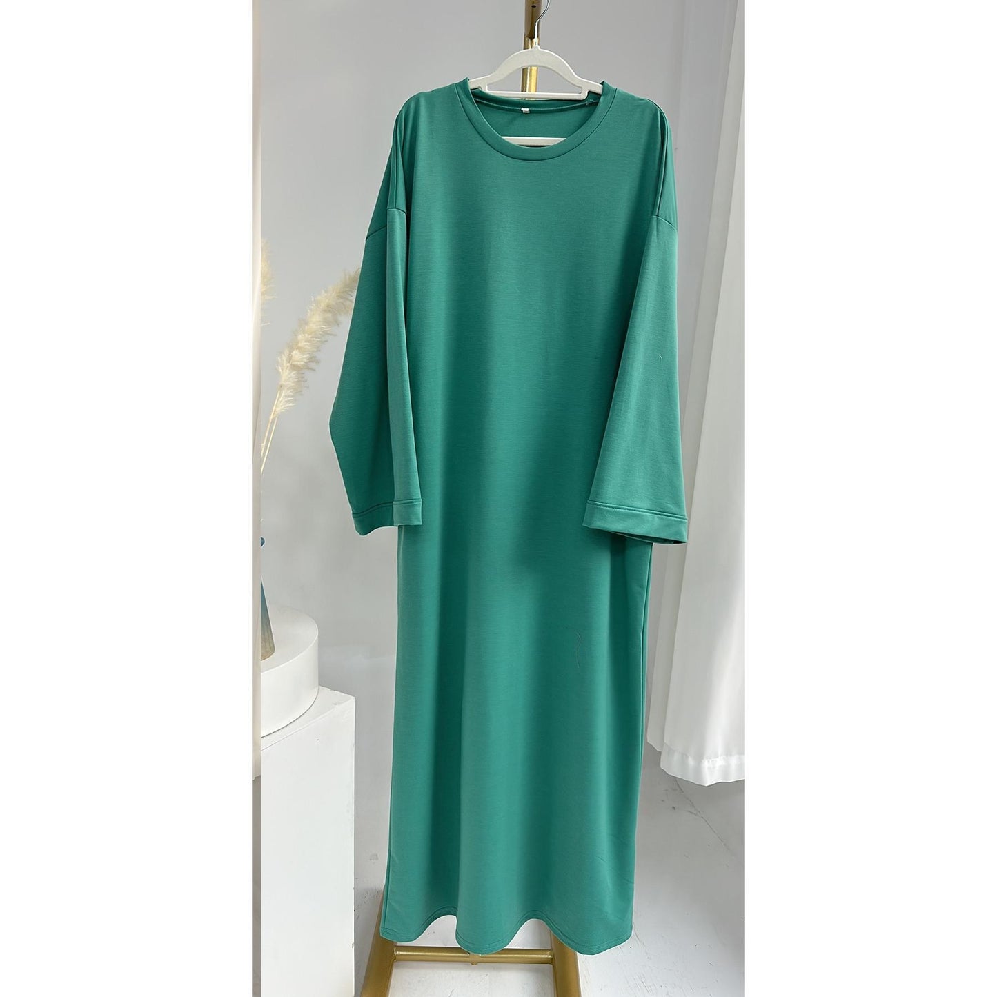 HASASERIES HS1089 Solid Color Hoodie Dress