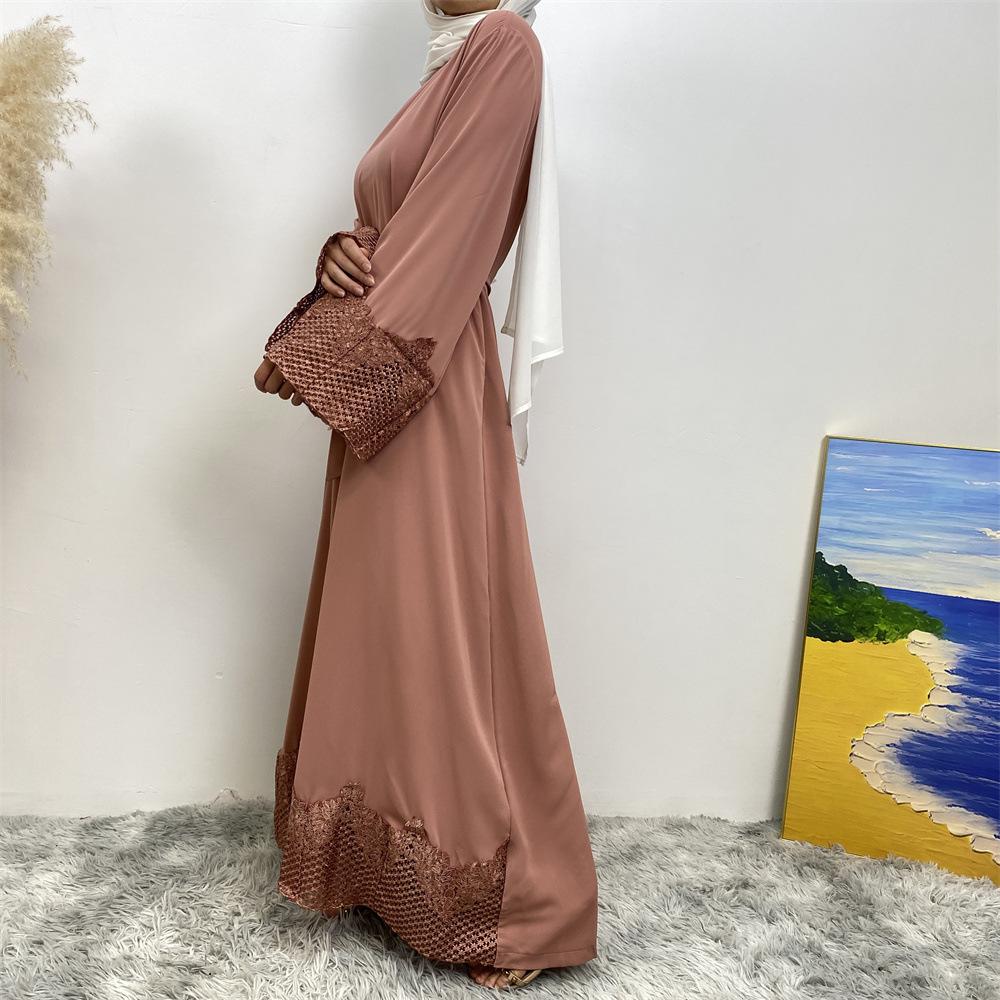 Robe longue en dentelle à la mode musulmane HASASERIES HS1084