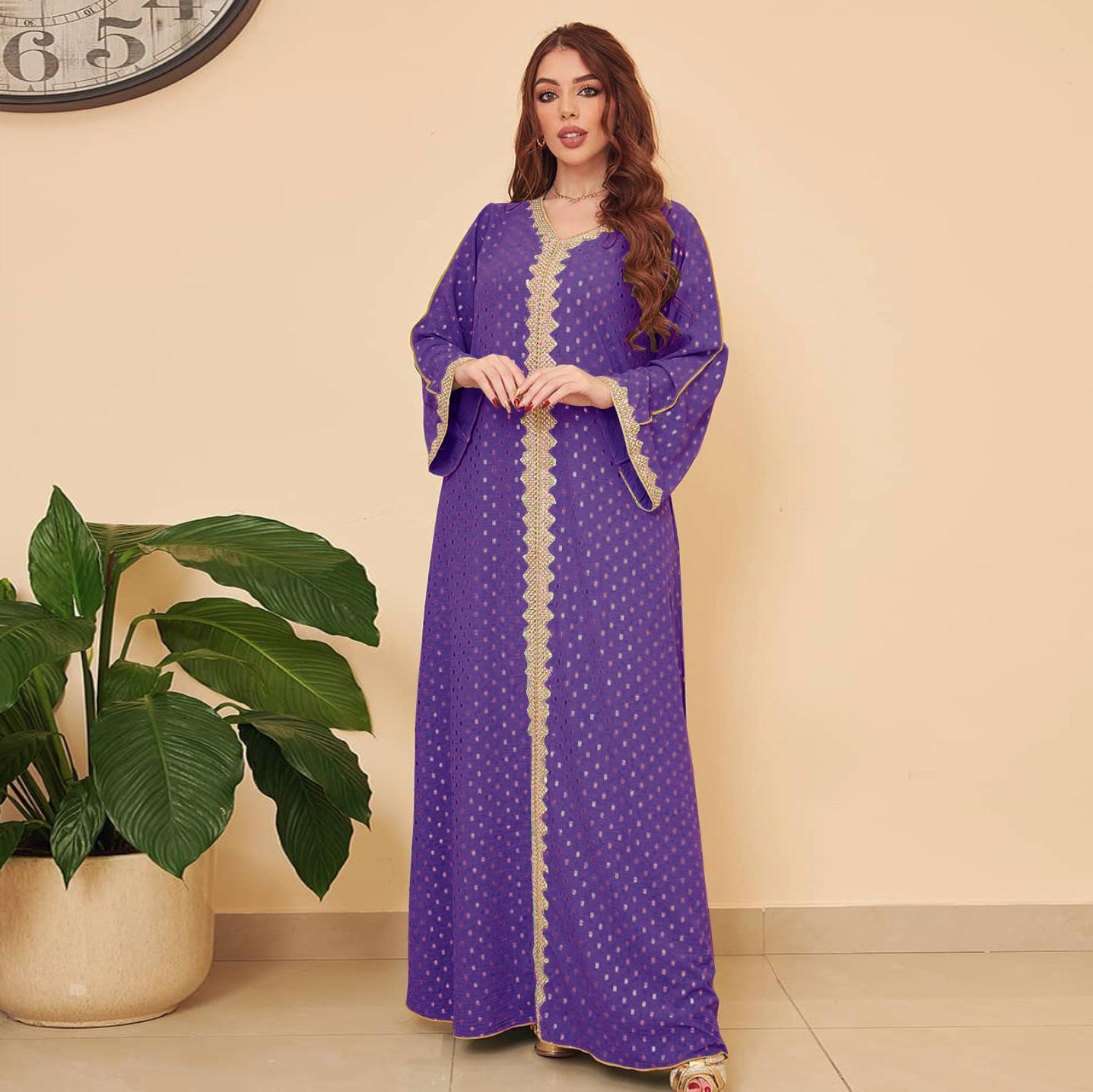 HS0442 Middle East Women's Clothing New Bronzing Muslim Dubai Robe