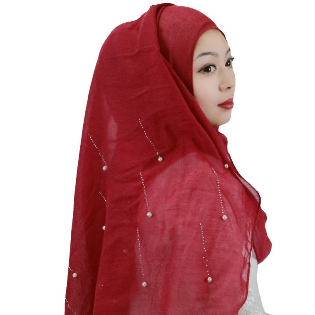 HASASERIES HS1106 Solid Color Scarf Long Beaded Shawl Headband