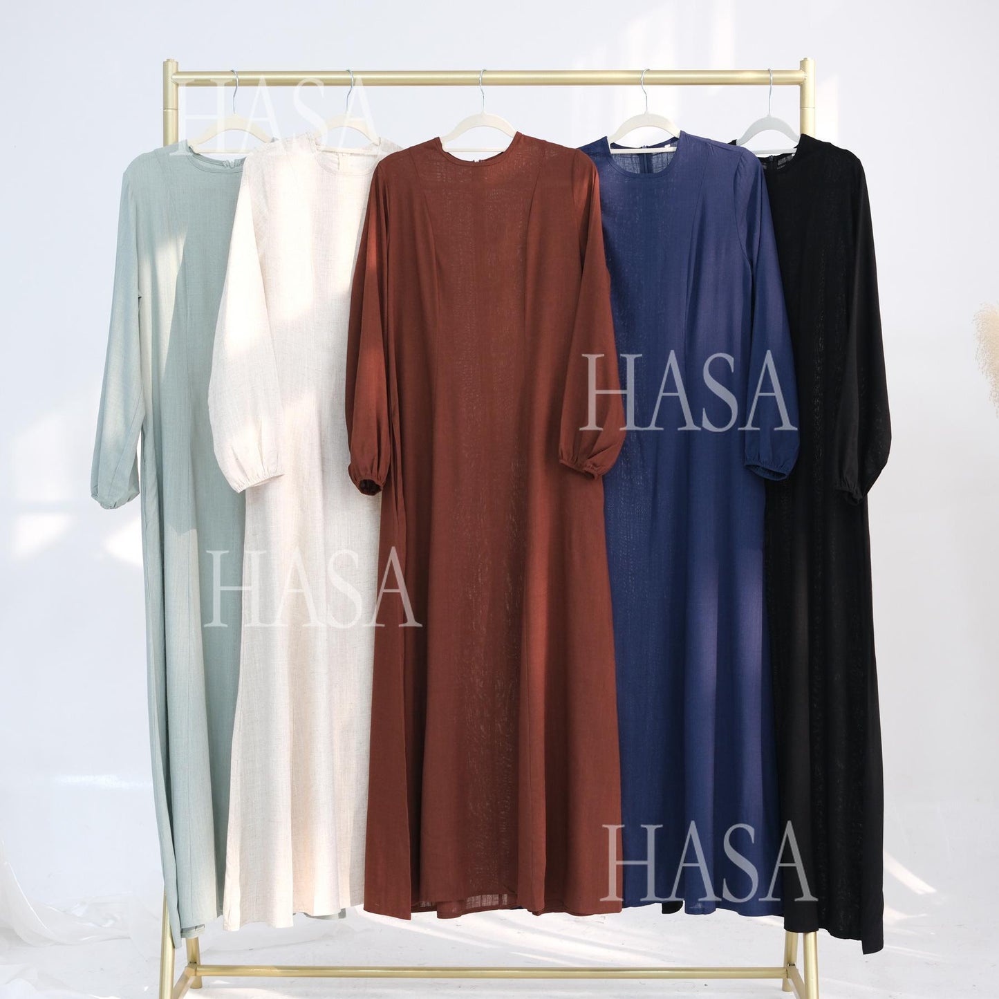 HASA HS5868 Solid Color Swing Comfortable Dress Robe Waist Cinching