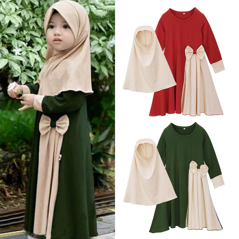 HASASERIES HS1201 Ensemble 2 pièces, Abaya pour enfant avec Khimar une couche.