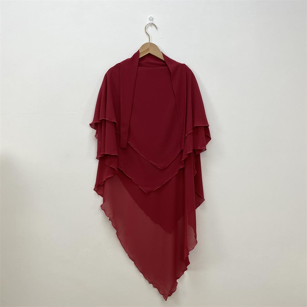 HS0453 Solid Color Chiffon Turban Middle East Dubai Turkey Solid Color Double Layer Big Turban