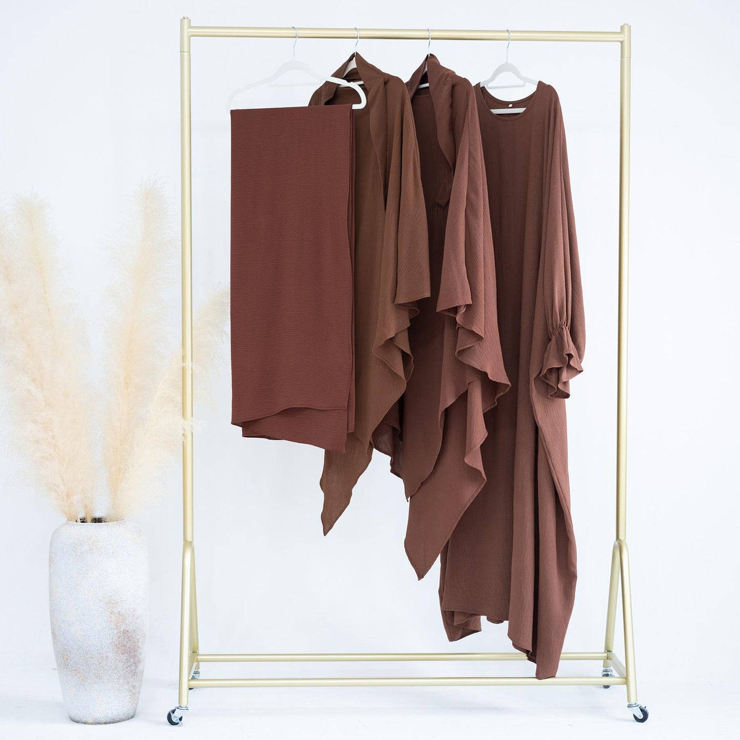 HASASERIES HS1043 2pcs Set Abaya with One Layer Khimar