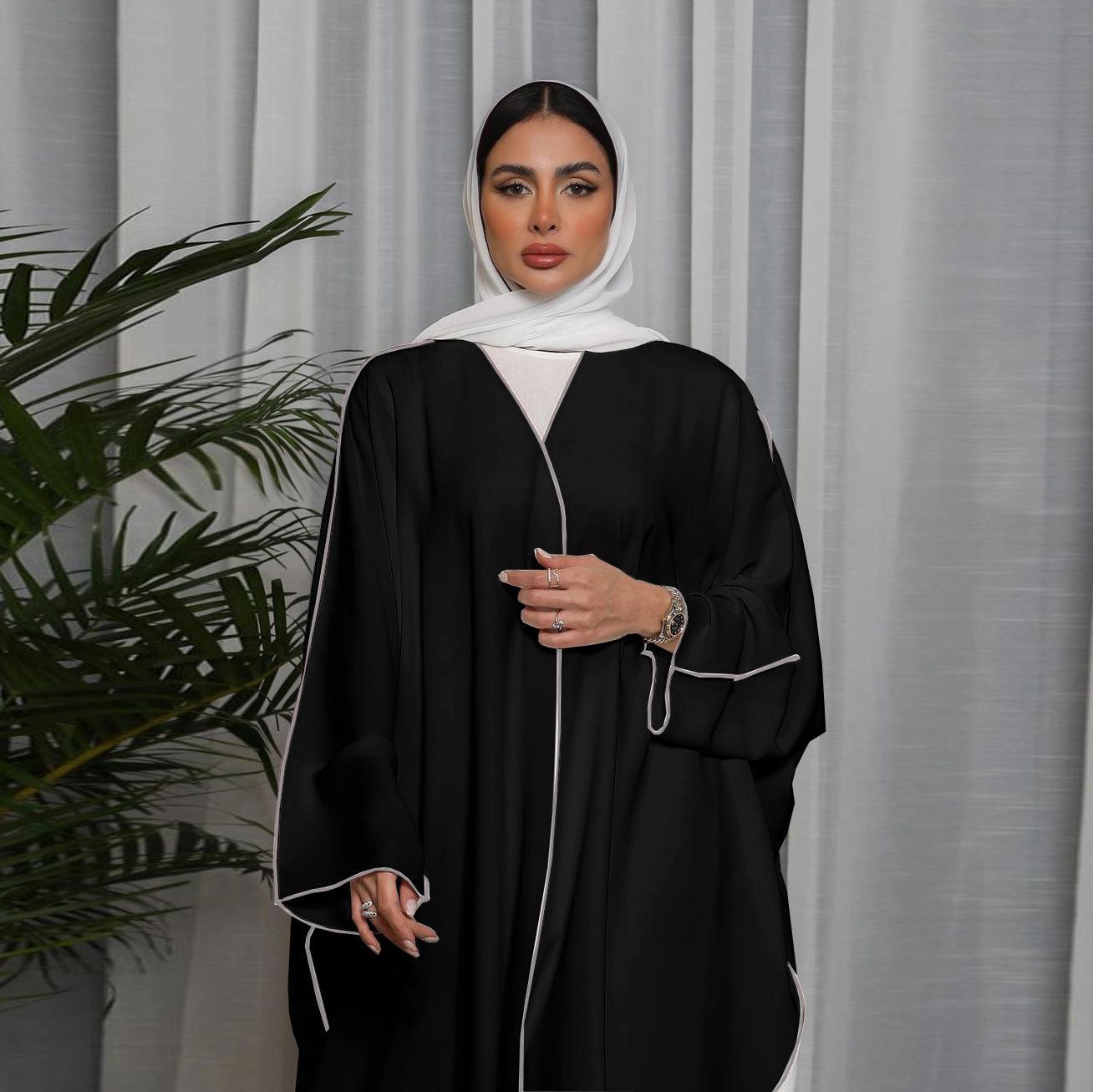 HASASERIES HS0677 White Panelled Abaya Robe