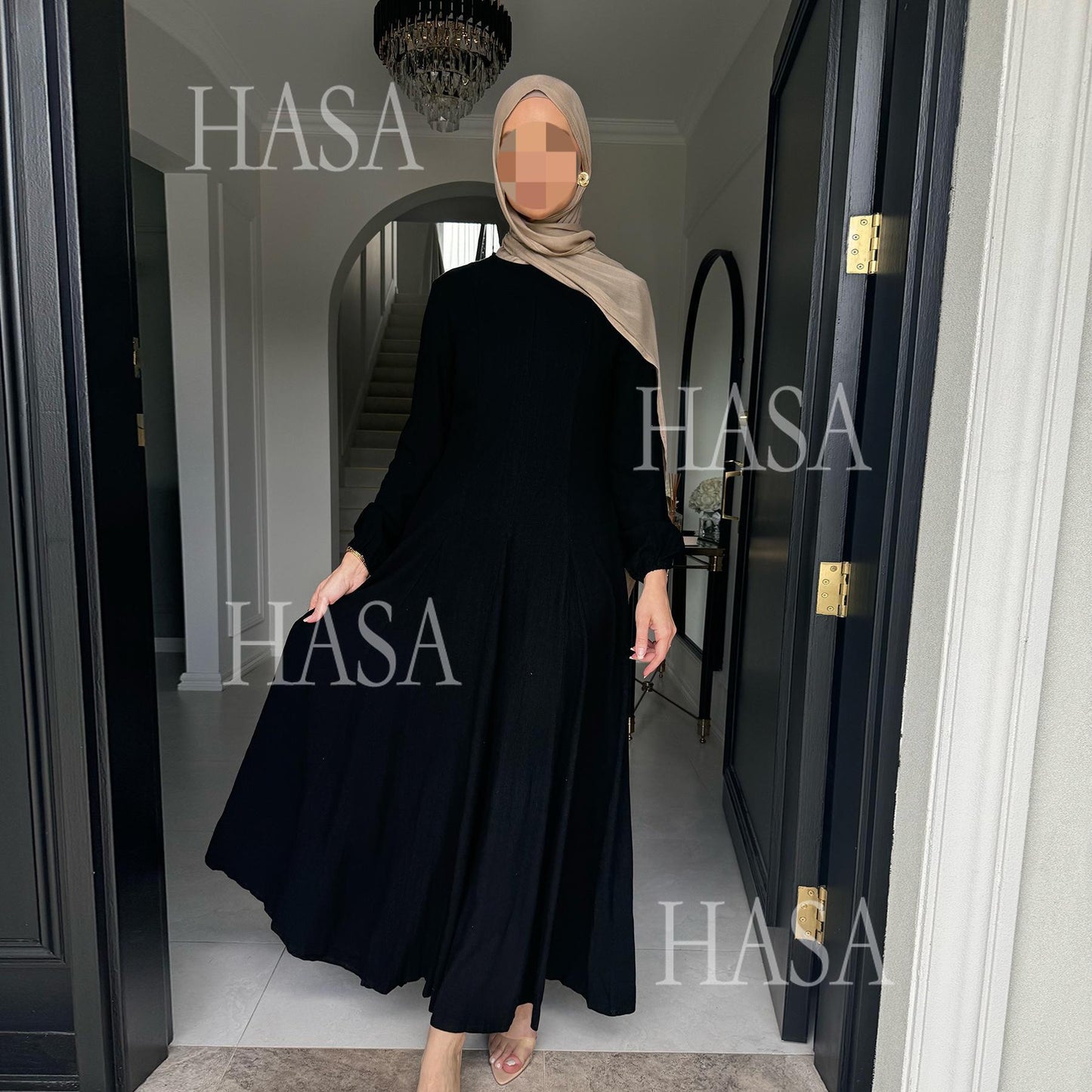 HASA HS5868 Solid Color Swing Comfortable Dress Robe Waist Cinching